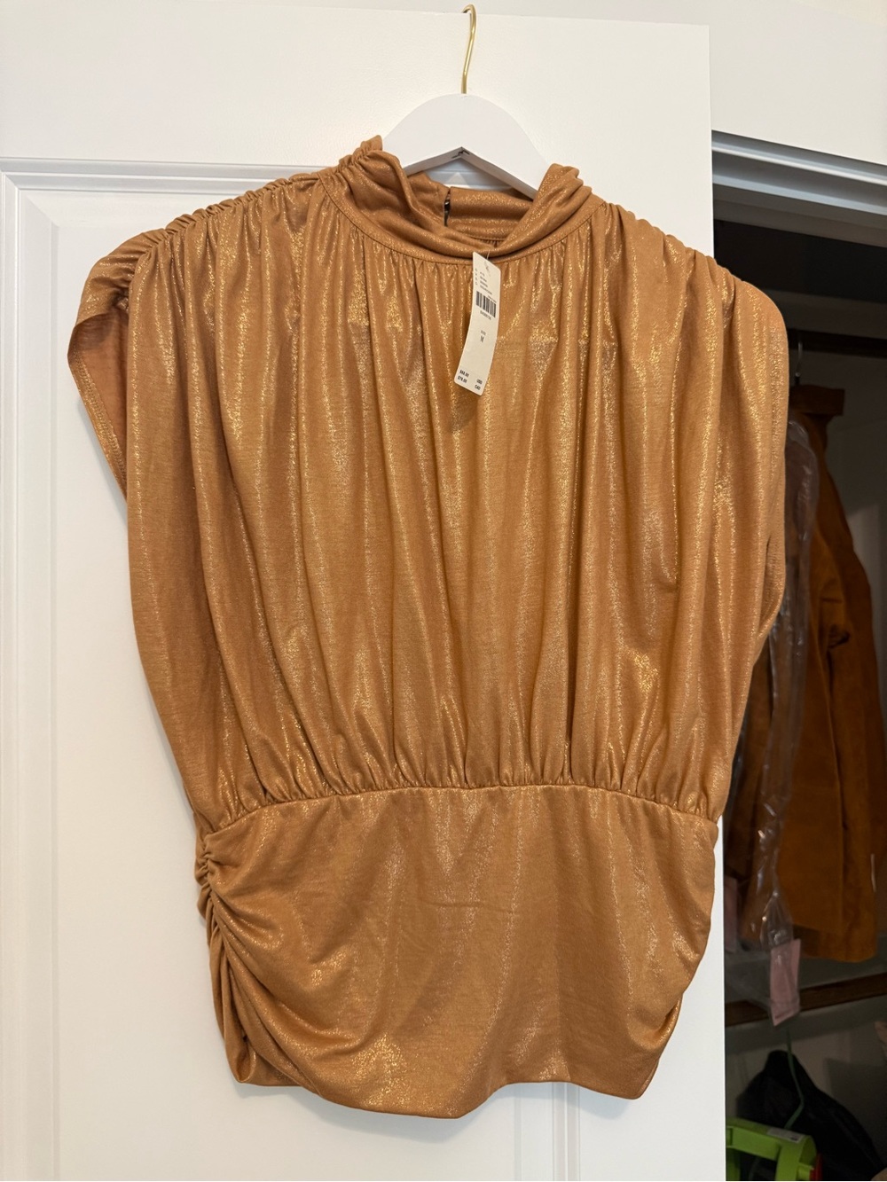 Maeve Anthropologie Metallic Bronze Shimmer Top NWT M